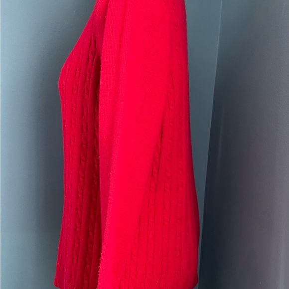 Talbots Red Cable Knit Women’s Sweater Crew Neck Size Large Cotton Blend - Picture 7 of 11